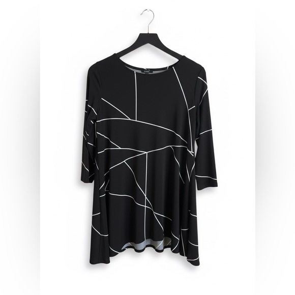 Alfani Monochrome Geometric Blouse 3/4 sleeve tunic top white and black Blouse - Picture 1 of 5